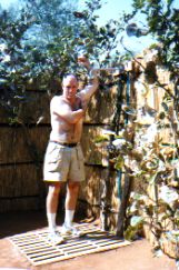 Zambia outdoor shower in tented camp"