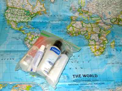 Packing for Security - closed ziptop bags on map