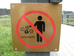 Do not throw coins into the stream in Iceland.