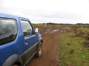 Checking the road conditions on Easter Island