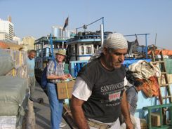 Mark and new friends load Dhow Dubai Creek Mark and new friends load Dhow Dubai Creek