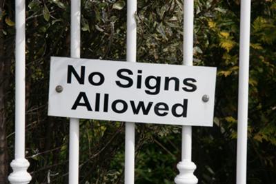 No signs allowed