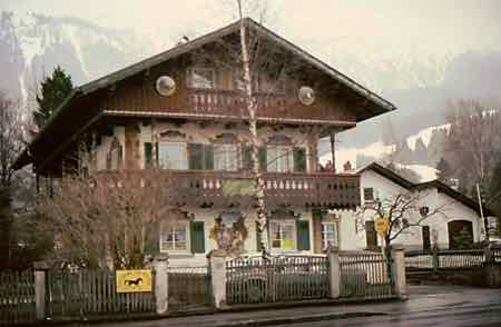 Houses In Oberammergau have distinctive wall paintings