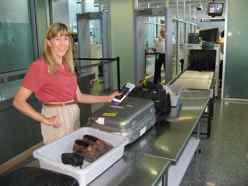 Airport Departures - It's a one liter plastic bag (or one quart plastic bag) per passenger at security screening.