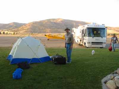 Sharing an RV can be cozy.  A tent might help. Sharing an RV can be cozy.  A tent might help.